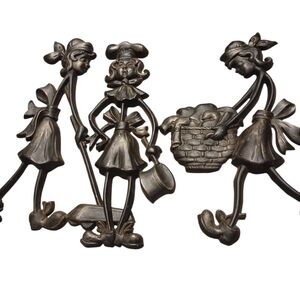 Rare! Vintage Set Of 3 Cast Alum., Wall Plaque 1971, Decorative Home Wall Art.